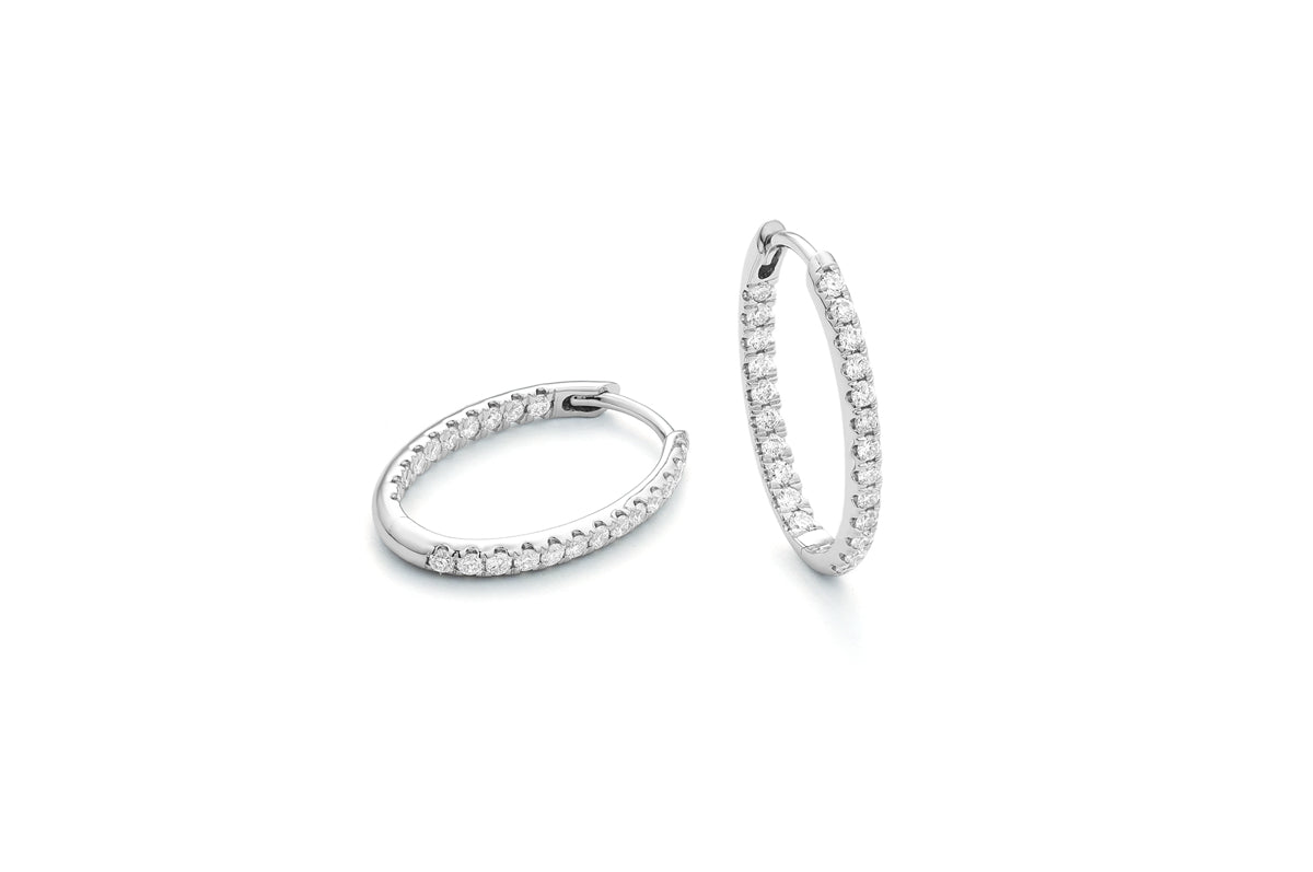 White Gold Oval Hoop Earrings
