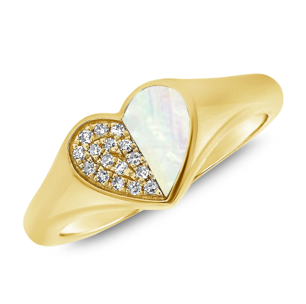Sabrina Design Diamond and Mother of Pearl Heart Ring