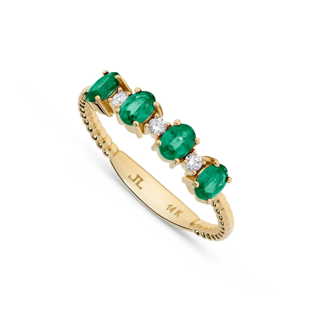 Leonardo Beaded Emerald Stackable Ring