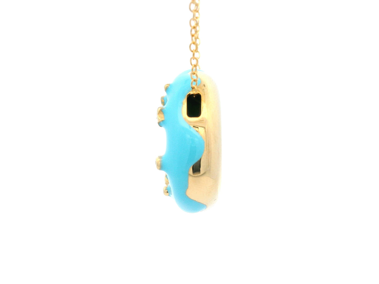 Blue Frosting Donut Pendant with Sprinkles