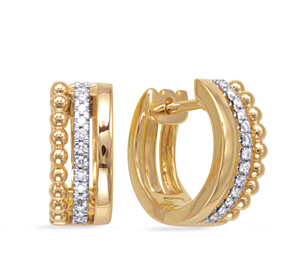 S.Kashi Triple Row Huggie Hoop Earrings