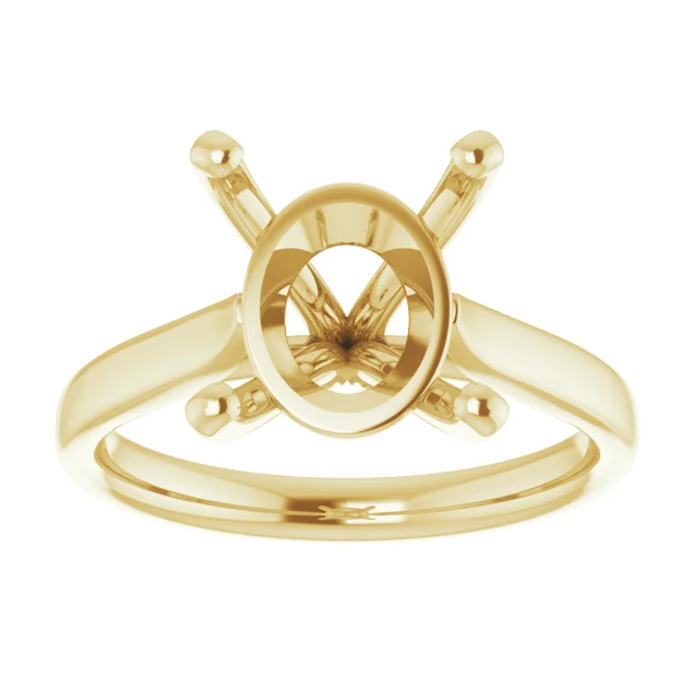 Oval Cathedral Solitaire Engagament Ring