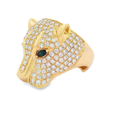 Heera Moti Diamond Panther Ring