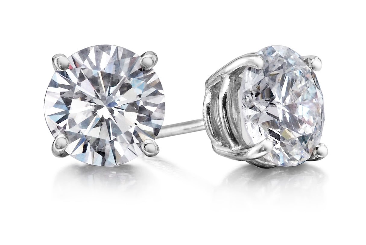 Estate Diamond Stud Solitaire Earrings .94Ct