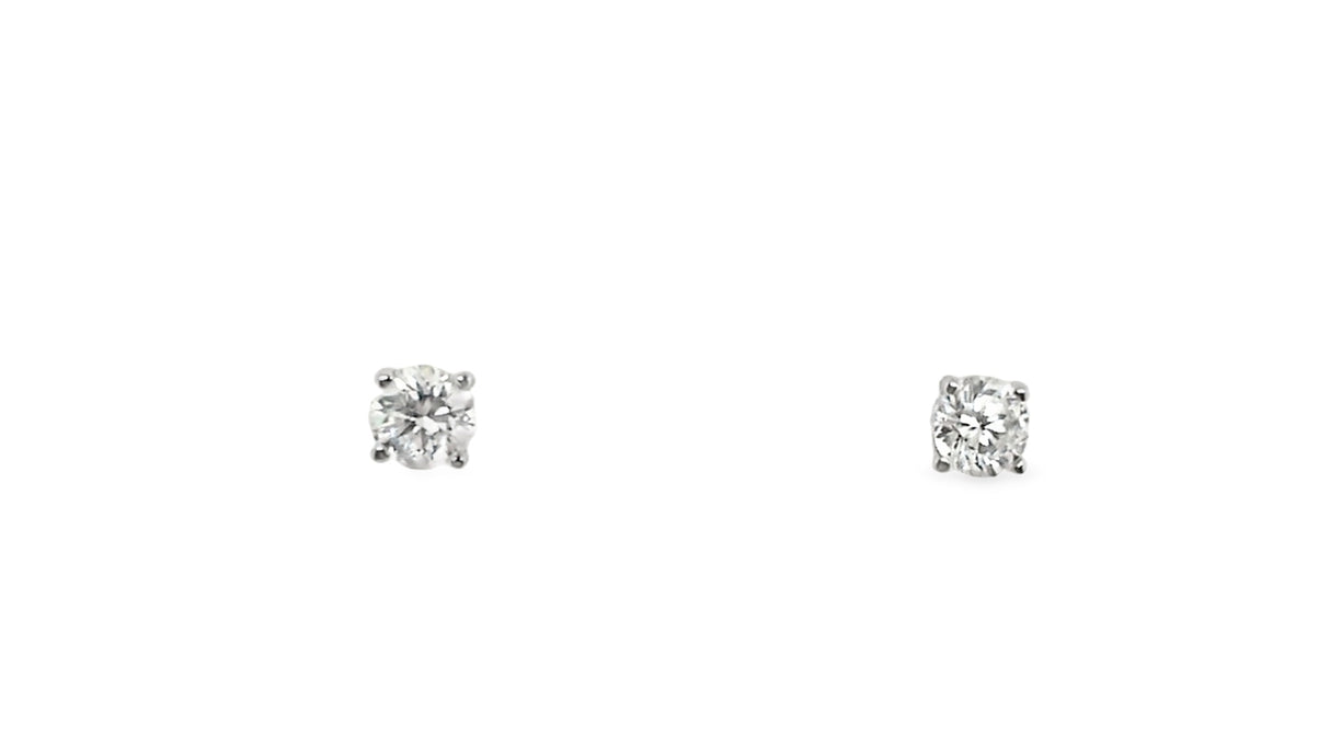 Whitestone Diamond Solitaire Stud Earrings .76Ct
