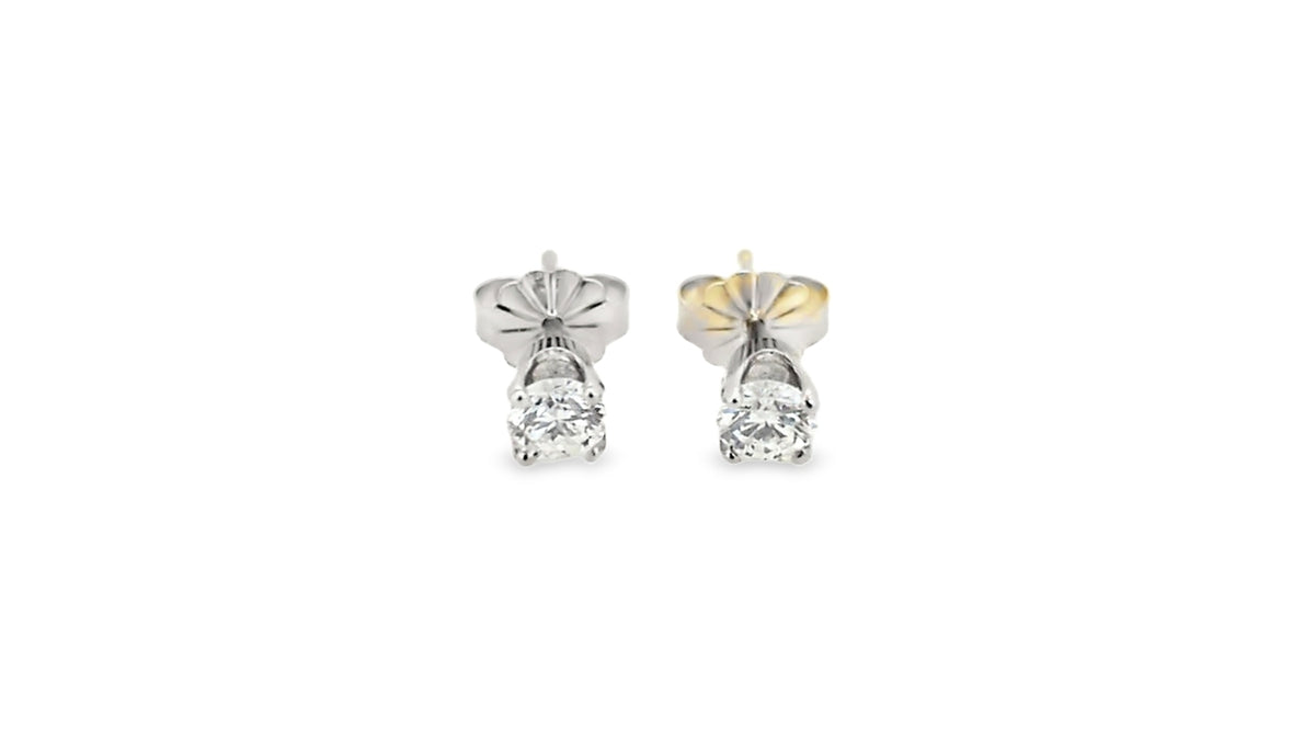 Whitestone Diamond Solitaire Stud Earrings .39Ct