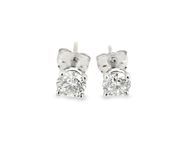 Whitestone Diamond Solitaire Stud Earrings .52Ct