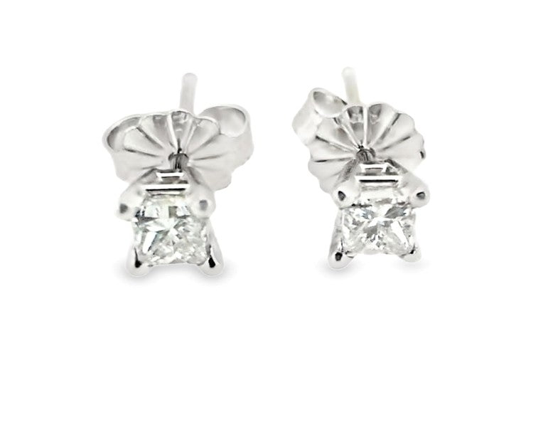 Whitestone Diamond Solitaire Stud Earrings .49Ct