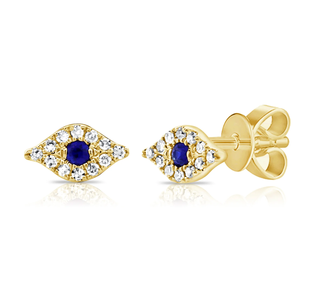 Sabrina Design Sapphire Evil Eye Earrings