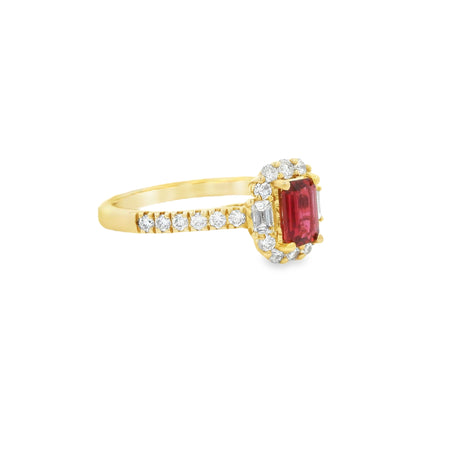 Legend Jewelry Ruby and Diamond Halo Ring