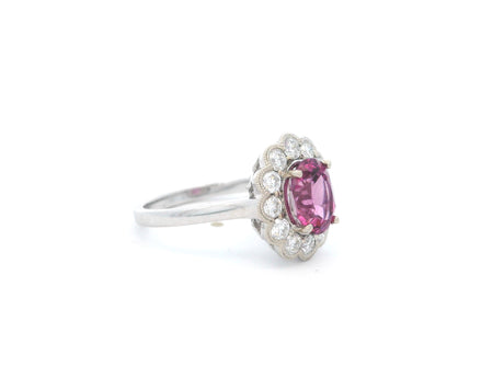 Malaya Garnet Diamond Halo Ring