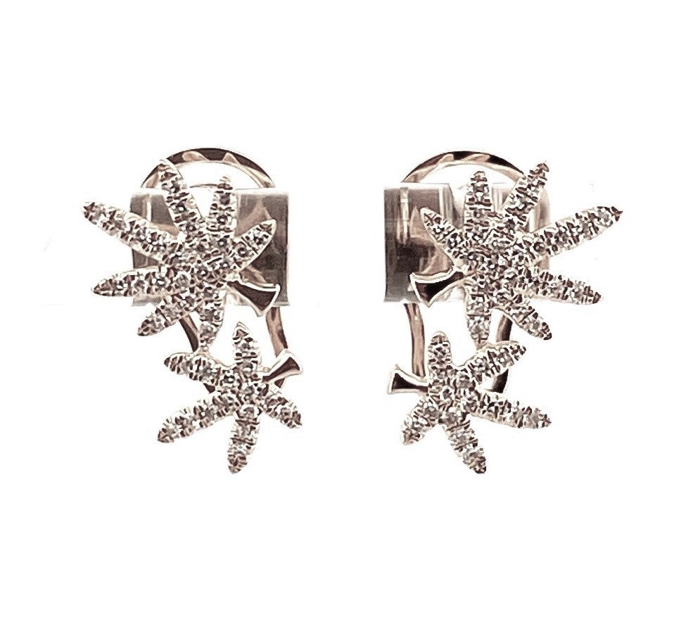 Venetti Diamond Leaf Stud Earrings