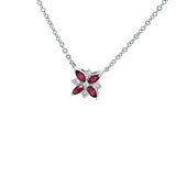 White Gold Ruby and Diamond Flower Pendant