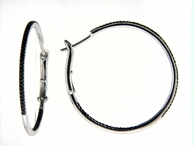 Venetti Black Diamond Hoop Earrings