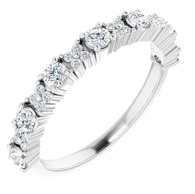 14K White Square Anniversary Band