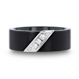 Thorsten Flat Black Tungsten Diamond Ring