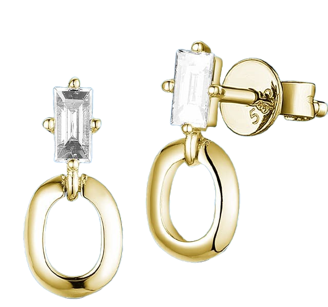 Diasun Baguette Diamond Oval Drop Earrings