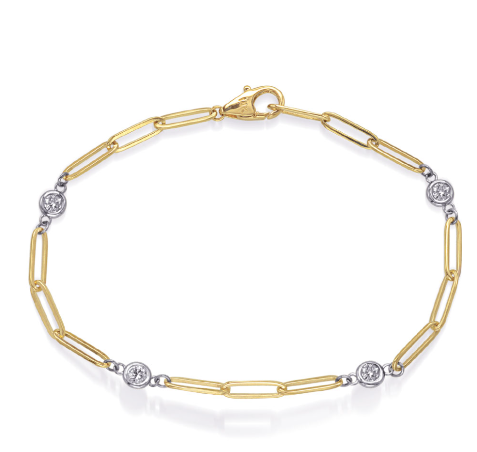 S.Kashi Diamond Station Paperclip Bracelet