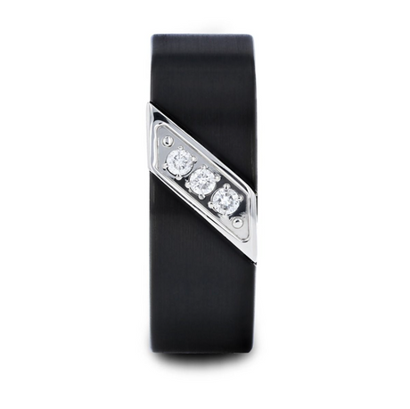 Thorsten Flat Black Tungsten Diamond Ring