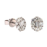 Almor Design Baguette & Round Diamond Halo Stud Earrings