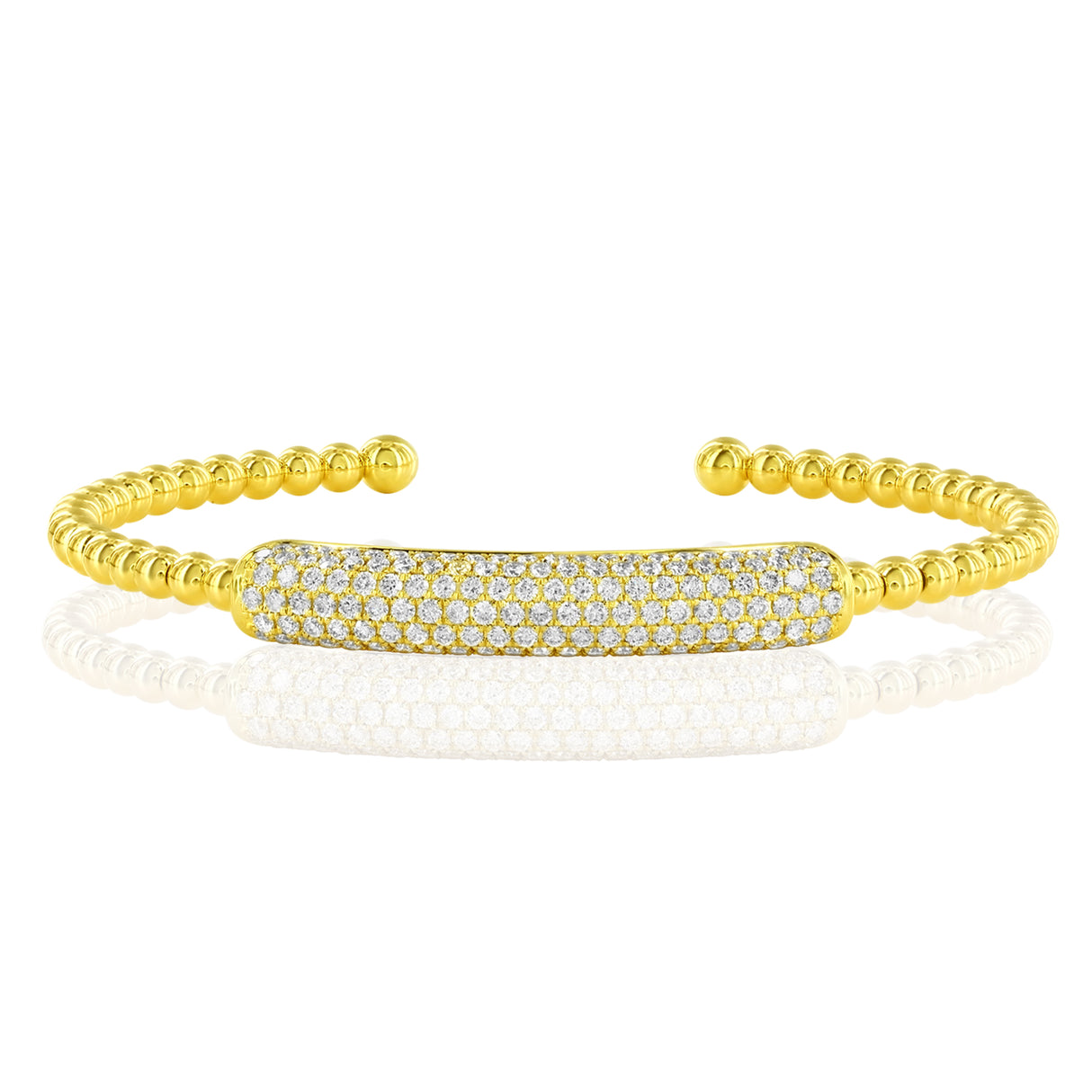 Nasbro Pave' Diamond Beaded Cuff Bracelert