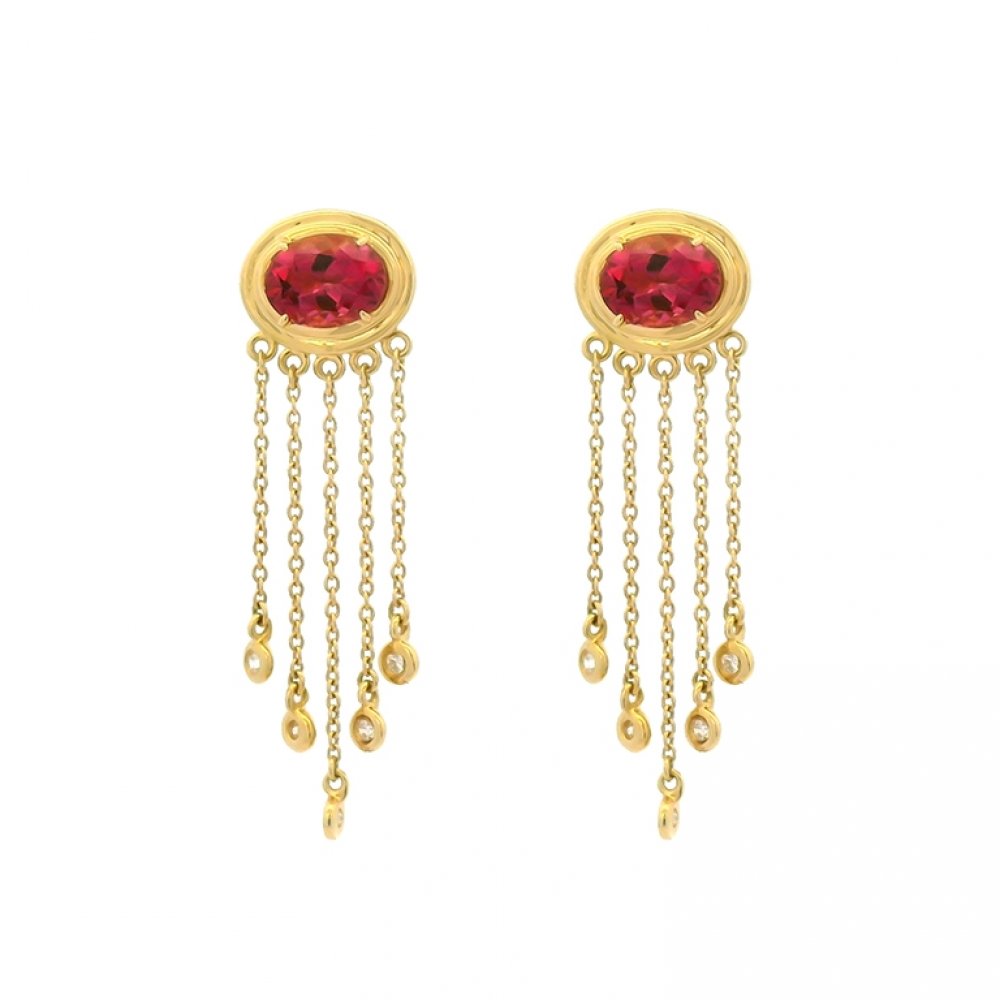 AGI Tourmaline & Diamond Dangle Earrings