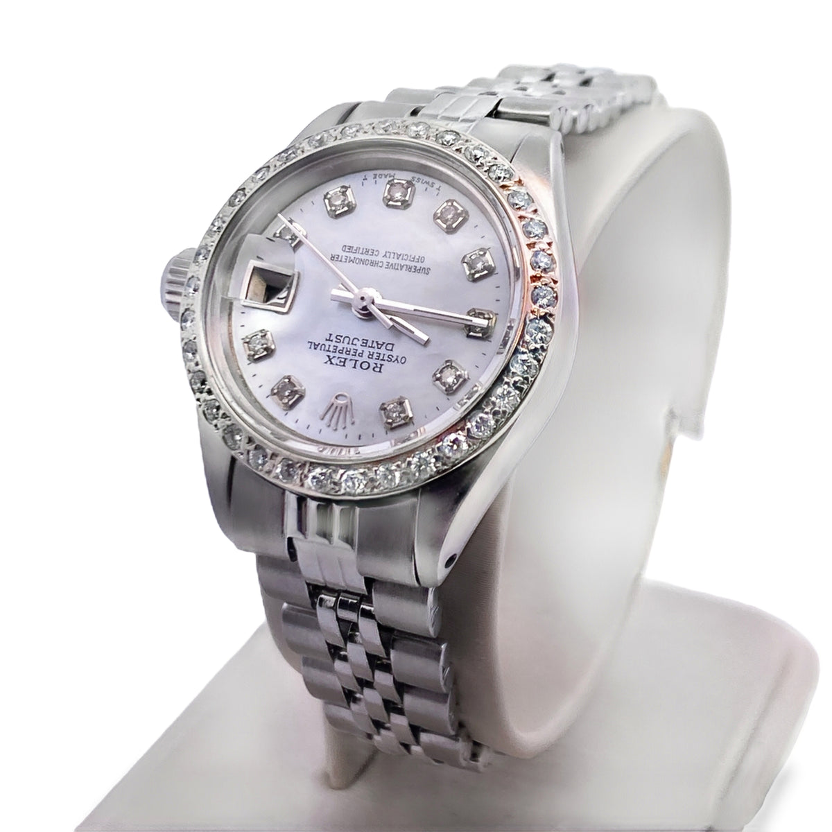 1974 Rolex Ladies Date 26mm Custom Diamond Mother-of-Pearl Dial