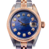 1984 Rolex Ladies Datejust 69173 Custom Mother-of-Pearl Diamond Dial 26mm