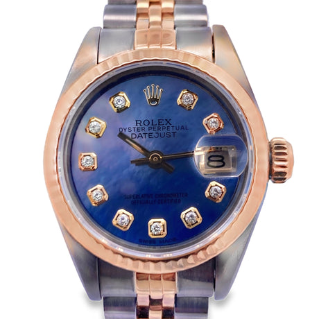 1984 Rolex Ladies Datejust 69173 Custom Mother-of-Pearl Diamond Dial 26mm