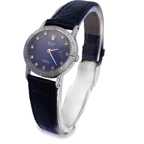 1976 Rolex Cellini 4081 Blue Vignette Diamond Dial 30mm