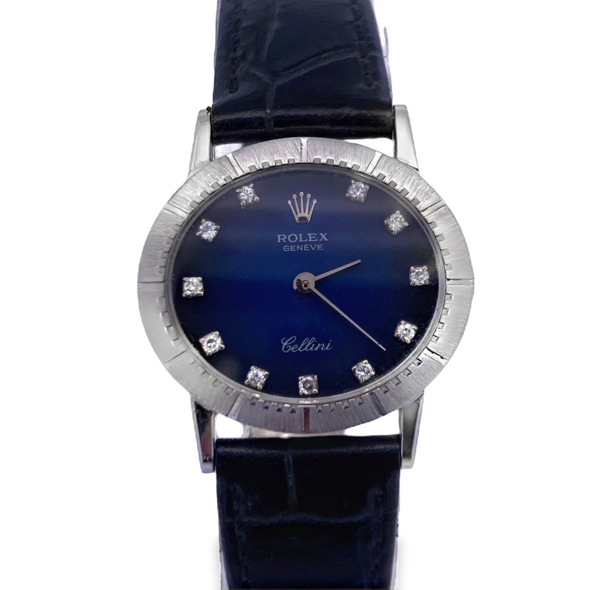 1976 Rolex Cellini 4081 Blue Vignette Diamond Dial 30mm
