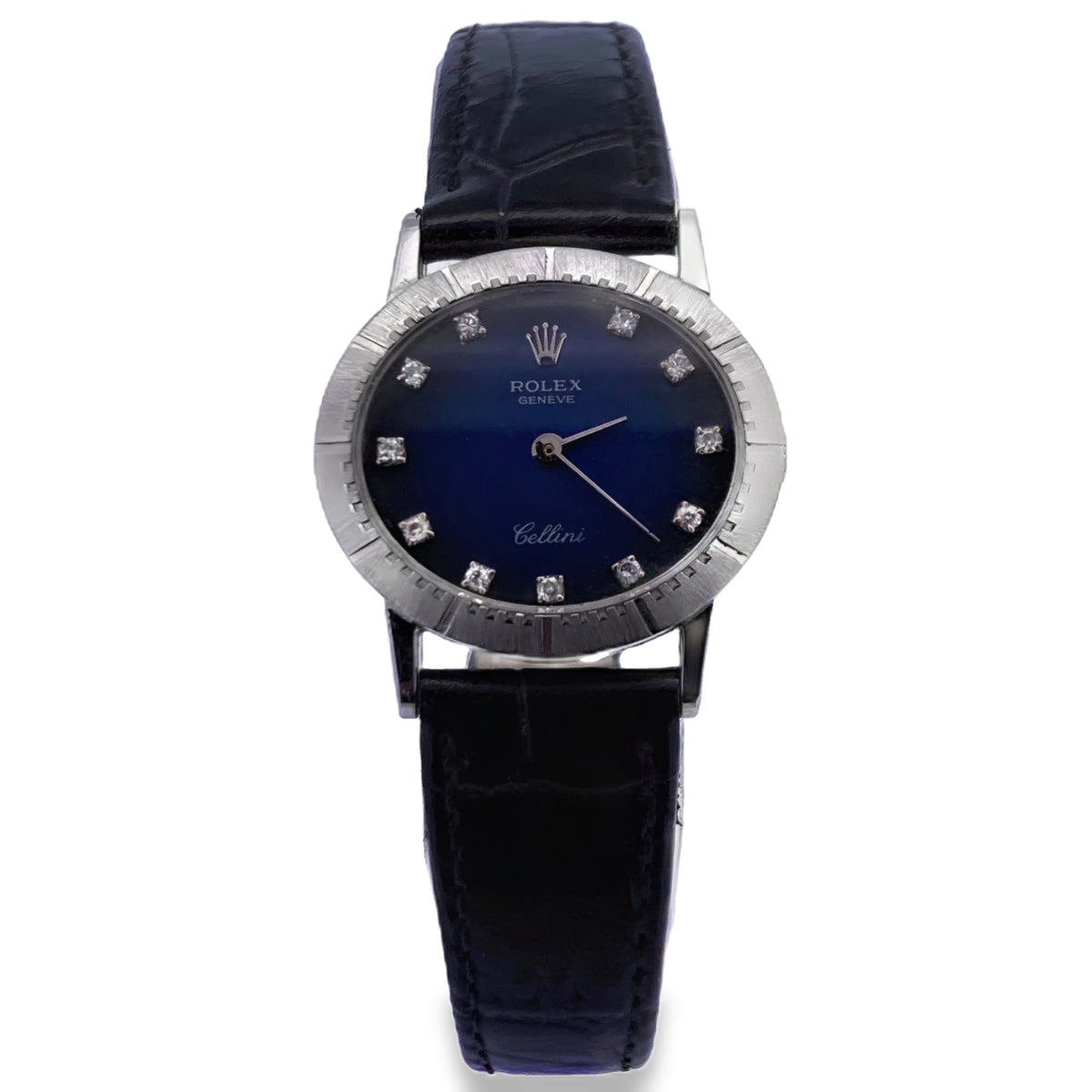 1976 Rolex Cellini 4081 Blue Vignette Diamond Dial 30mm