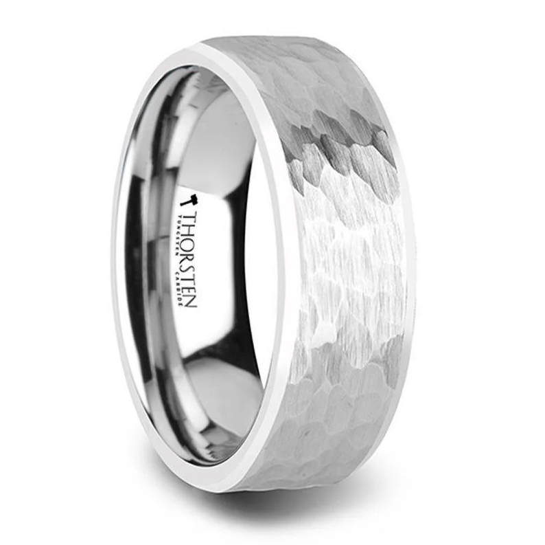 Thorsten Hammered White Tungsten Ring