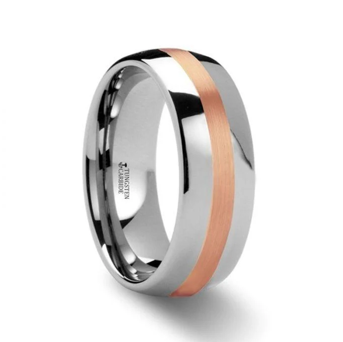 Thorsten Rose Gold Inlay Tungsten Ring