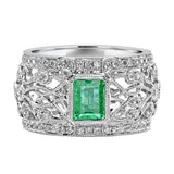 Almor Design Diamond & Emerald Cocktail Ring
