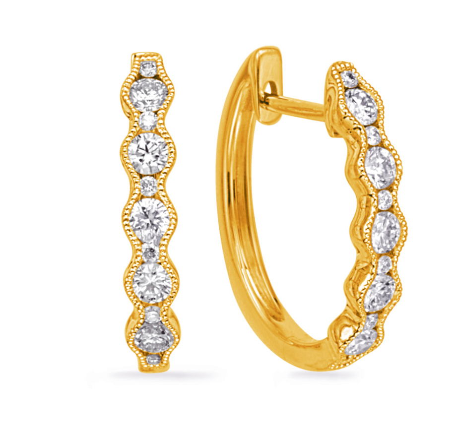 S.Kashi Diamond Milgrain Hoop Earrings