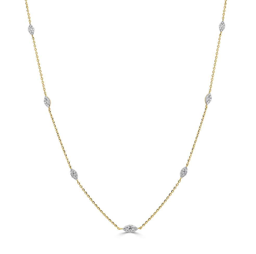 Sabrina Design Diamond Cluster Station Necklace