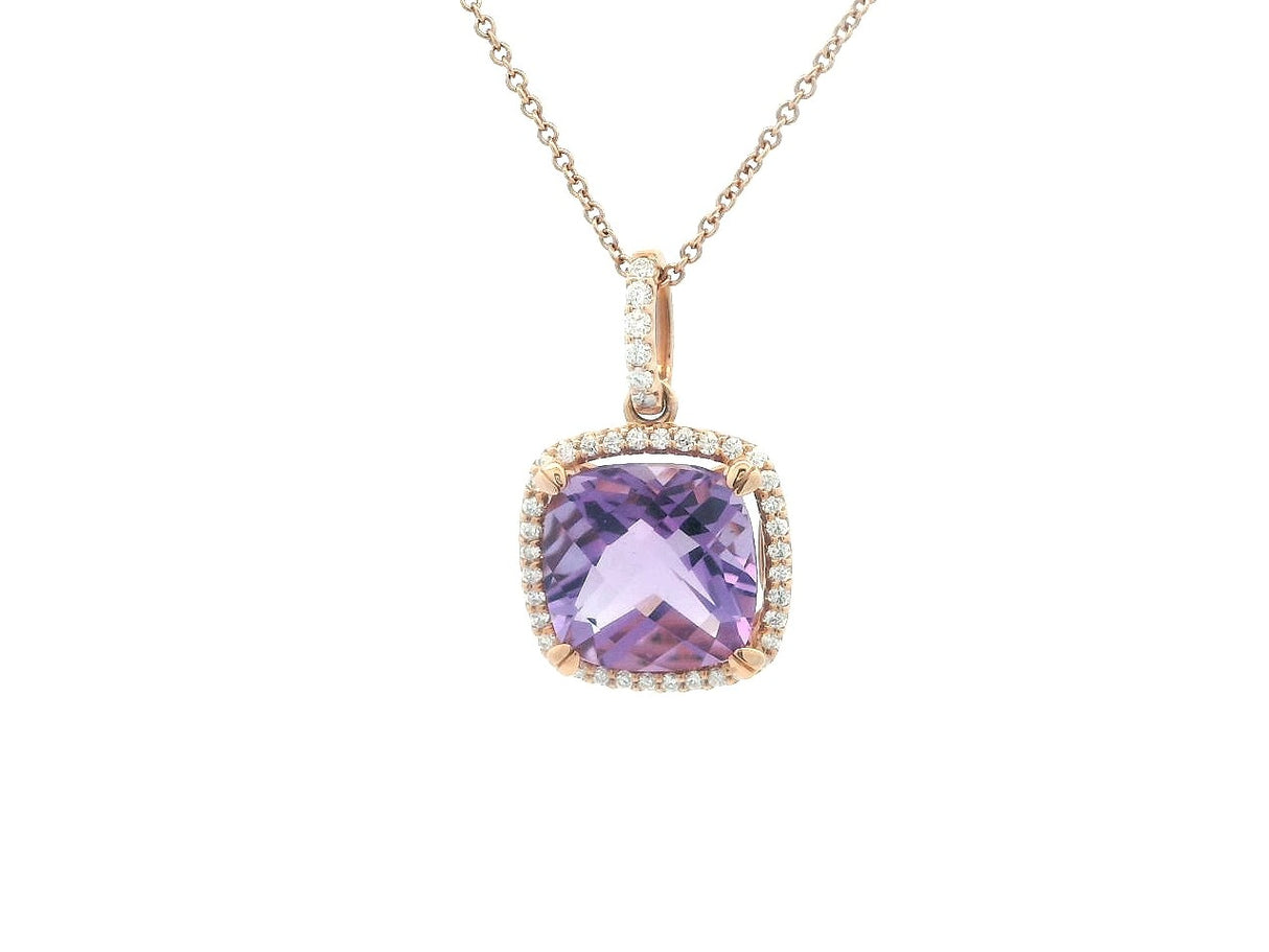 GBC Amethyst and Diamond Halo Pendant