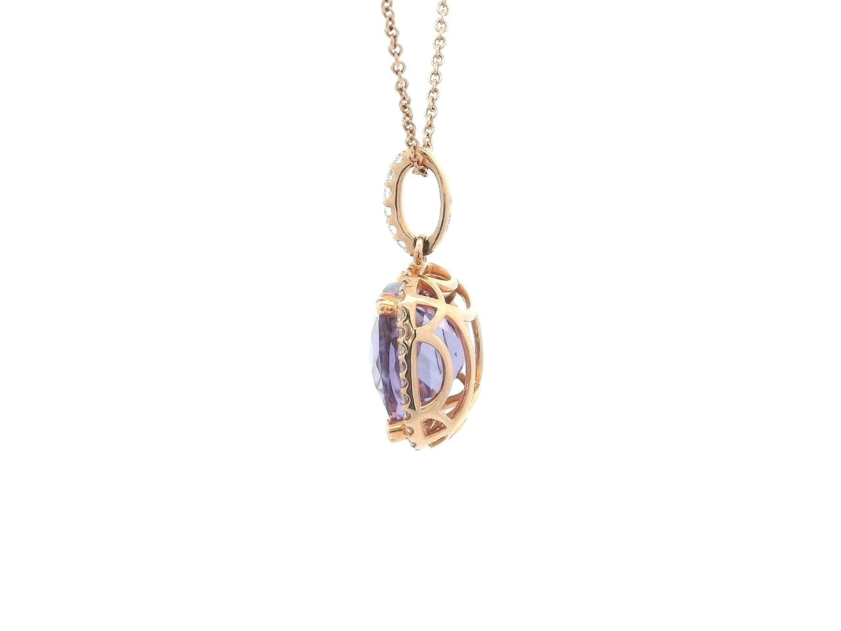 GBC Amethyst and Diamond Halo Pendant