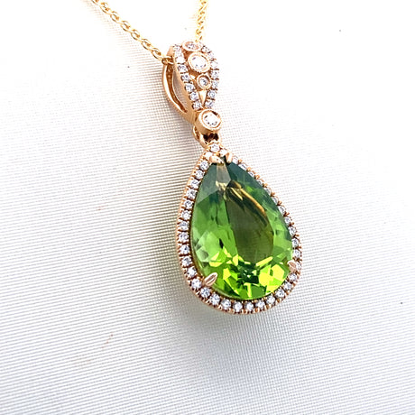 14YG Pear Shaped Peridot Pendant