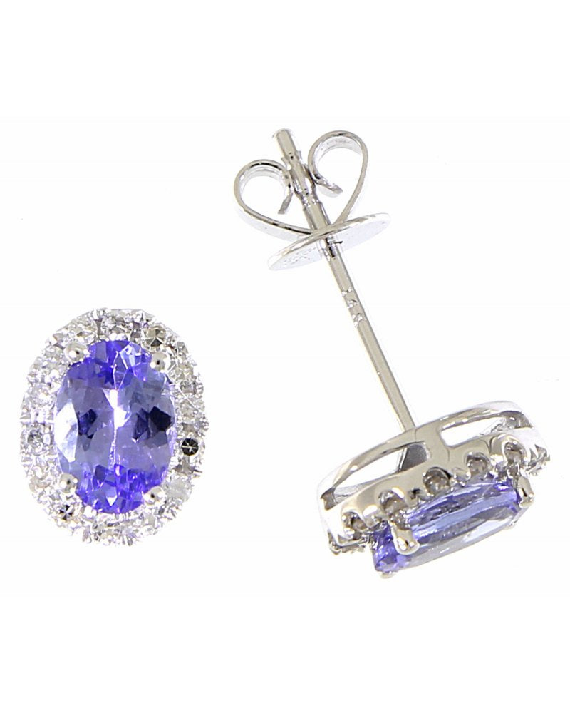 Diasun Tanzanite Diamond Halo Stud Earrings