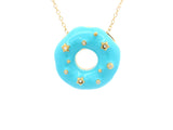 Blue Frosting Donut Pendant with Sprinkles