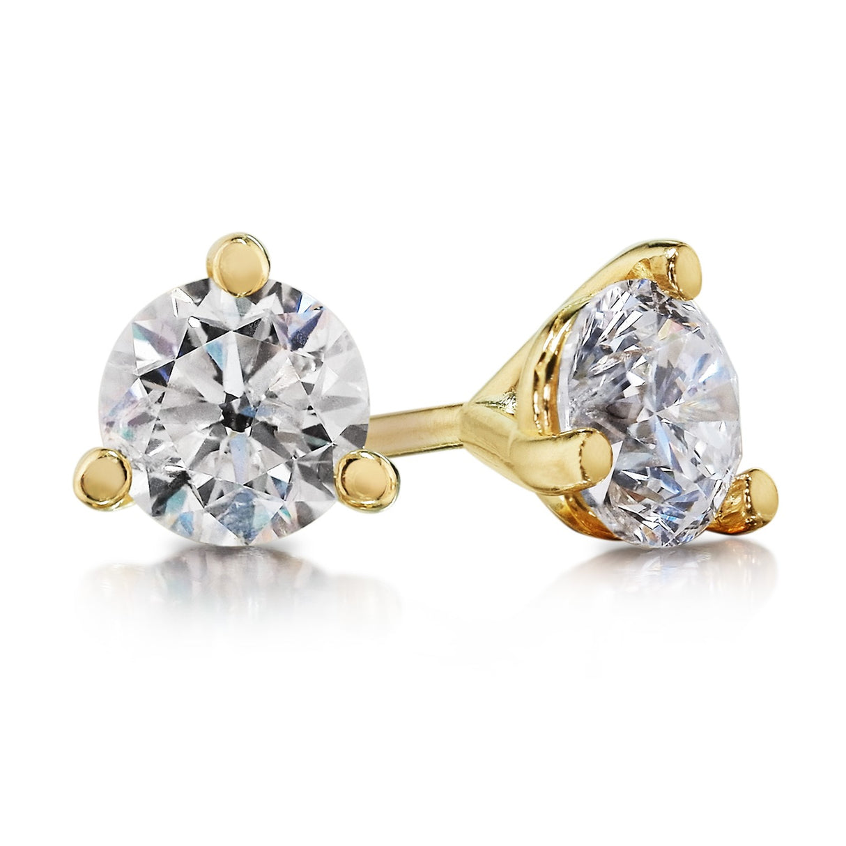 Yellow Gold Martini Diamond Studs 1.46ct